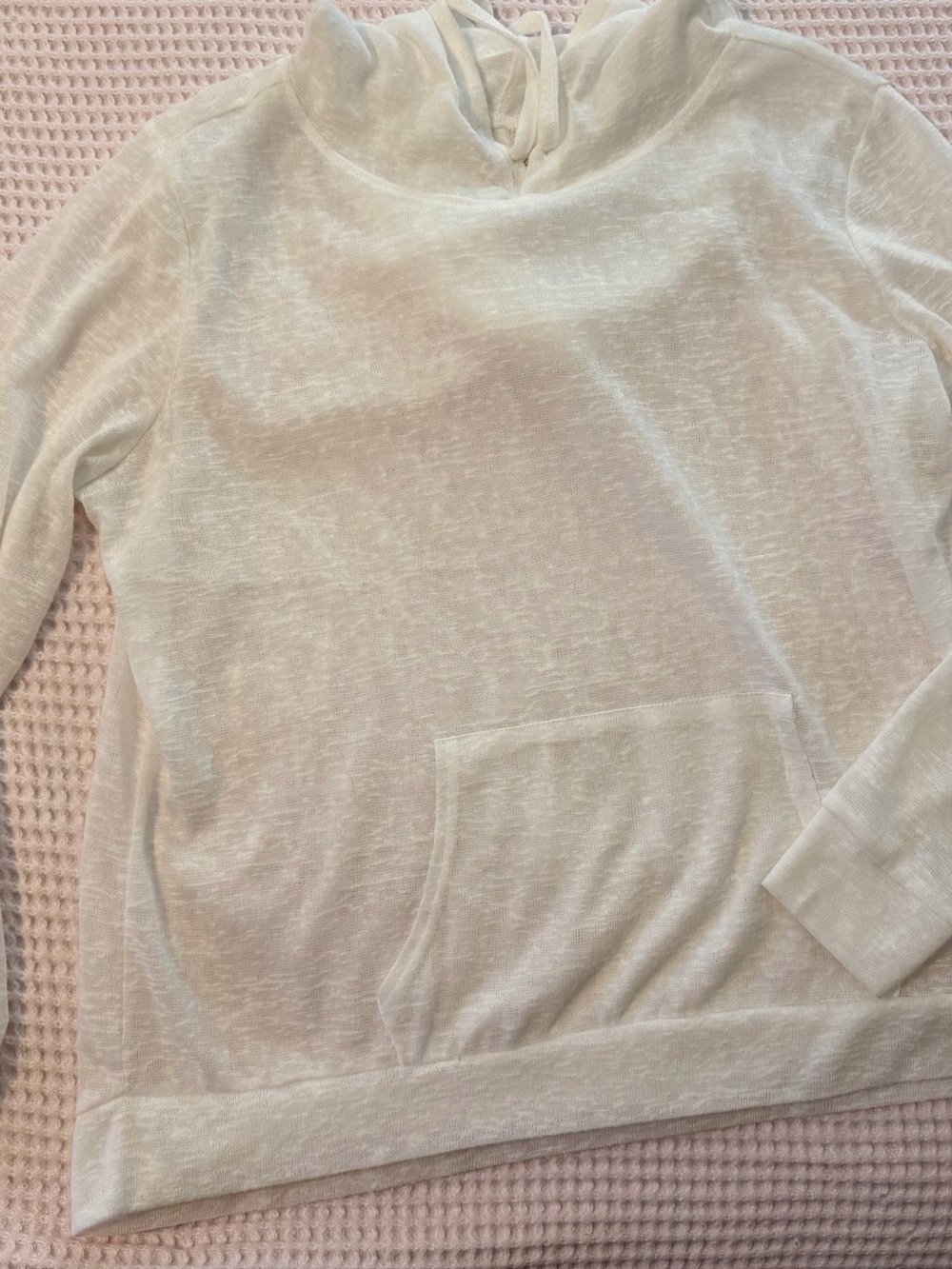 Weatherproof Sheer White Hooded Knit Pullover